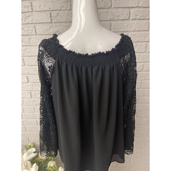 Nanette Lepore Black On / Off Shoulder Blouse Size XL - Picture 6 of 8